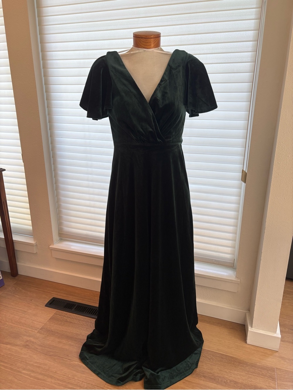 Lulu's Dark Green Velvet Wrap Maxi Dress